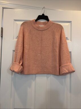 Soft Crewneck Sweater in Peach with cute stitching details